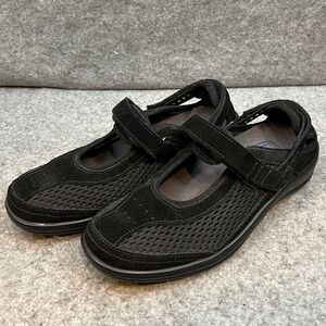 Orthofeet Womens Black Mary Jane Comfort Shoes Mesh Sneaker Shoes Strap Sz 7.5 B